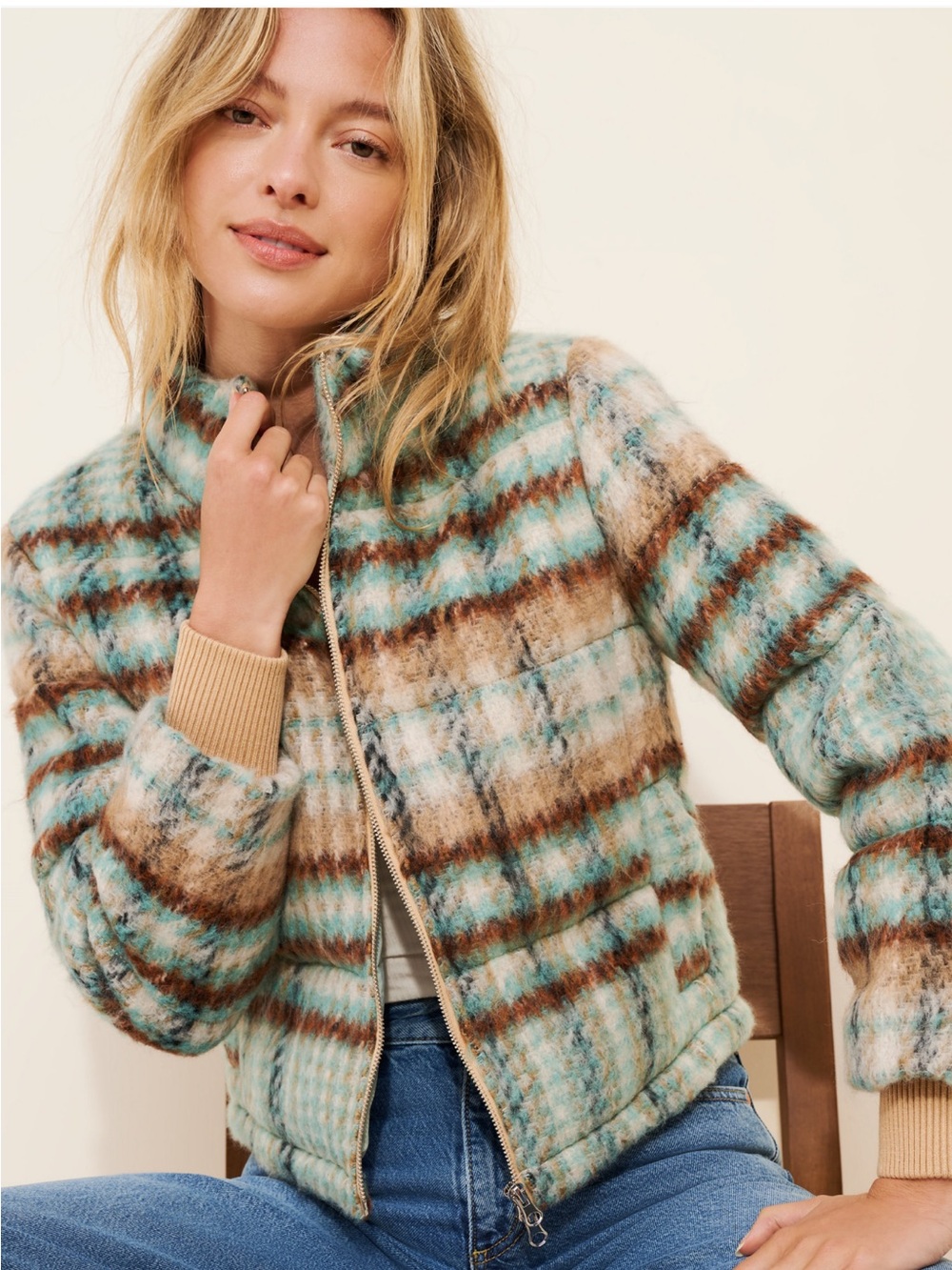 Maeve Anthropologie brushed plaid jacket